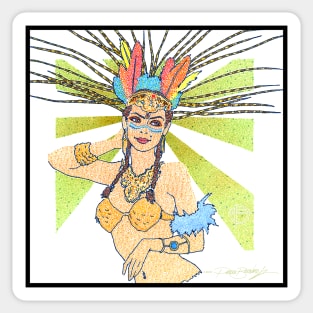 Aztec Warrior Girl Circle Design Sticker